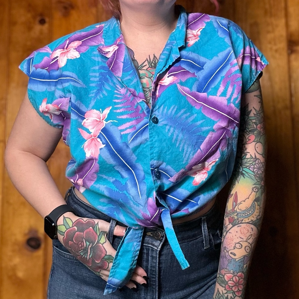 Chemise Hawaïenne Vintage Sunset Breeze Motif Voitures - Taille L, Occasion Très Bon état